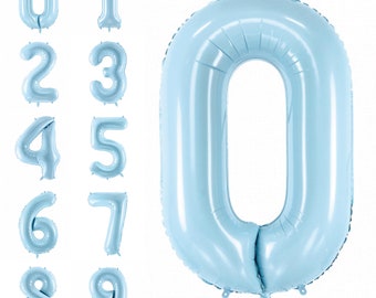34インチ 巨大ライトブルー 数字バルーン 0-9 | 男の子の誕生日パーティー用数字バルーン | 卒業式バルーン背景 | 記念日パーティーの装飾