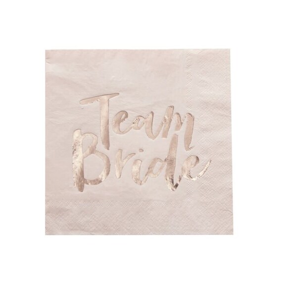 Pink & Rose Gold Foiled Team Bride Napkins 20ct | Bachelorette Party | Bridal Shower Decorations | Hen Party | Team Bride Party Decor Il_570xn