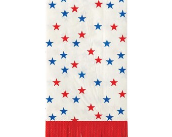 Patriotic Star Paper Guest Towels (24ct) – Scalloped Fringe 4th of July Party Decor