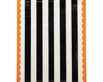 Orange & Black Striped Halloween Paper Table Runner, 10ft