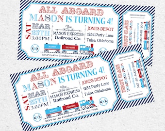 Train Ticket Birthday Invitation - Train Party Theme (Digital Download)