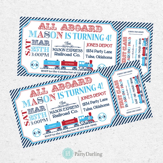 Train Ticket Invitation Train Birthday Invitation Train Party
