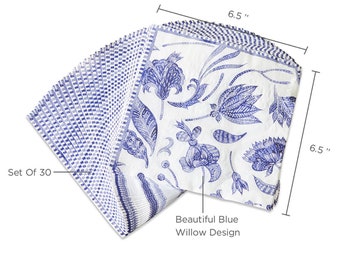 SALE | Blue Willow Lunch Napkins 30ct | Navy Tableware | Bridal Shower | Baby Shower | Party Decorations | Blue Paper Napkins