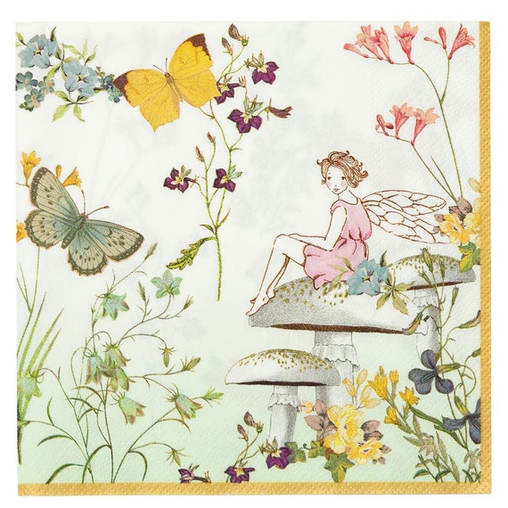 Floral Fairy Lunch Napkins | Fairy Princess Party | Fairytale Baby Shower | Princess Party Decor | Garden Party | Pack of 20 Paper Napkins Il_570xn