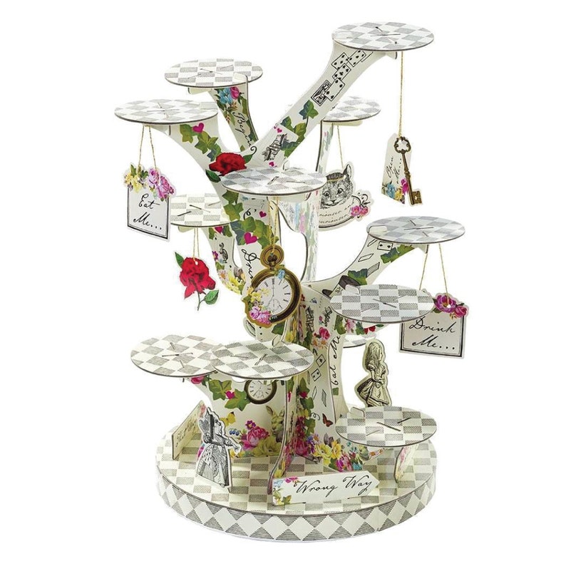 Alice in Wonderland Treat Stand Mad Hatter Tea Party Wonderland Wedding Alice in Onederland Decor Girls Birthday Bridal Shower image 1