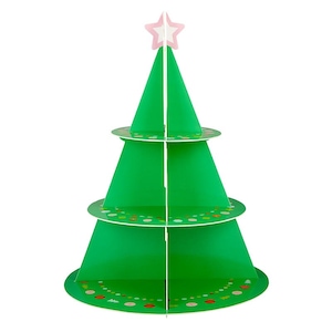 Soporte de cartón para cupcakes con forma de árbol de Navidad, 1 unidad, soporte escalonado para postres navideños, exhibición de mesa navideña, centro de mesa con forma de árbol de Navidad
