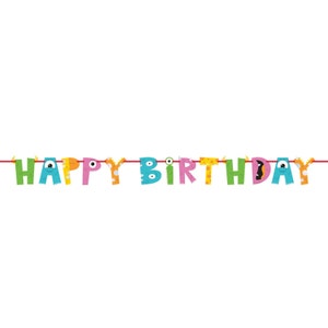 Kleine Monster Happy Birthday Girlande 2 m | Unsere kleine Monster Geburtstagsgirlande | Monster-Party-Dekor | Halloween-Geburtstag | Monster Dekor
