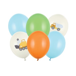 Construction Party Latex Balloons 6ct | Digging Being 3 Construction Birthday | 2 & Digging It Construction Balloons | Construction Trucks