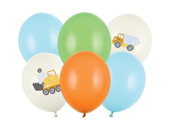 Construction Party Latex Balloons 6ct | Digging Being 3 Construction Birthday | 2 & Digging It Construction Balloons | Construction Trucks
