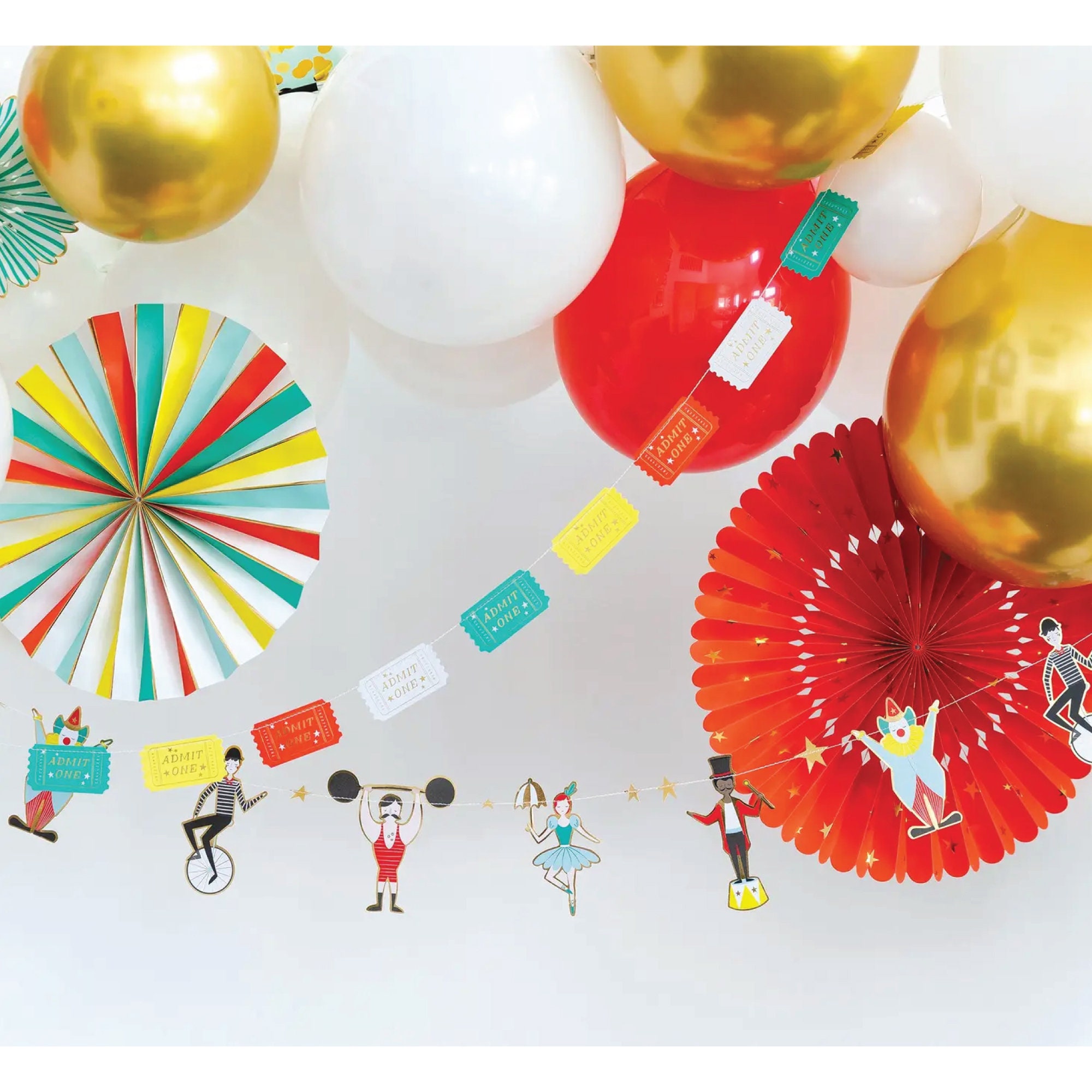 Outus Karnevals-Dekoset – 21 Teile Mit Papierfächern & Wabenbällen, Für Zirkus-Party