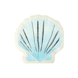 Watercolor Coastal Shell Lunch Napkins 20ct | Blue Seashell Napkins | Mermaid Birthday | Coastal Party Decor | Last Toast Bachelorette