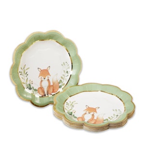 Woodland Baby Shower Dessert Plates 16ct – Forest Animals Party Tableware