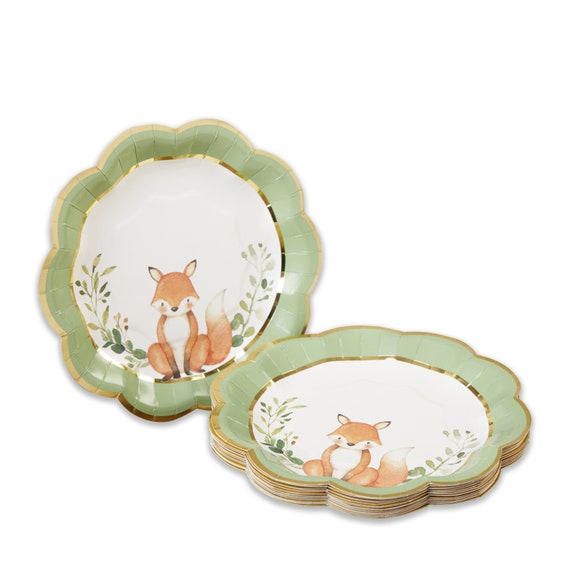 Woodland Baby Shower Dessert Plates | Forest Animals Baby Shower Decor | Woodland First Birthday Party | Pack of 16 Small Paper Plates Il_570xn