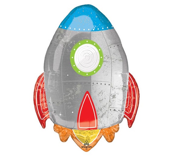 29" Giant Space Rocket Ship Balloon | Outer Space Party Decor | Blast Off Birthday | Boy's Birthday Party | Foil Mylar Balloon Il_570xn