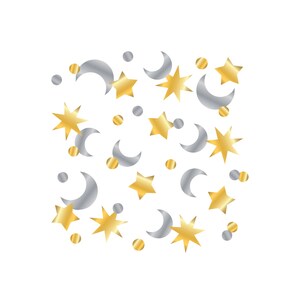 Silber & Gold Stern und Mond Konfetti Pack | Silvester Tischdeko | Tischstreuung | Twinkle Baby Shower | Erster Geburtstag | Abschluss