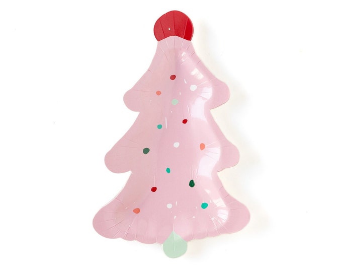 Pink Christmas Tree Dessert Plates Colorful Christmas Party Etsy