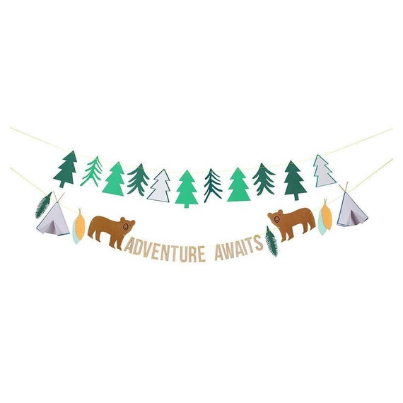 Adventure Awaits Garland | Woodland Baby Shower | Adventure Awaits Decorations | Camping Party | Boy's Birthday | Meri Meri Party Decor Il_570xn