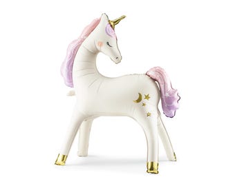 Giant Magical Unicorn Standing Foil Balloon 37.5in – Unicorn Party Decor