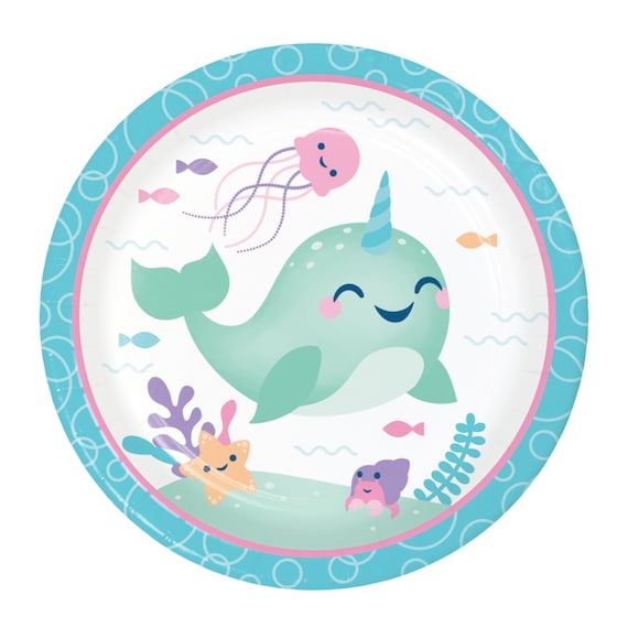 Baby Narwhal Lunch Plates | Narwhal Birthday Decorations | Under the Sea Party | Narwhal Baby Shower | Mermaid Decor | Set of 8 Paper Plates Il_570xn