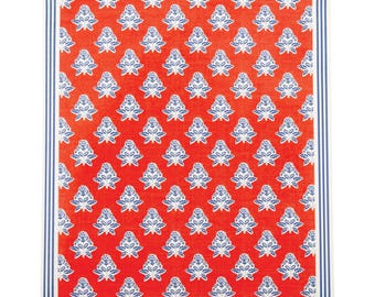 Hamptons Red Floral Paper Table Runner 10ft – Patriotic Table Decor