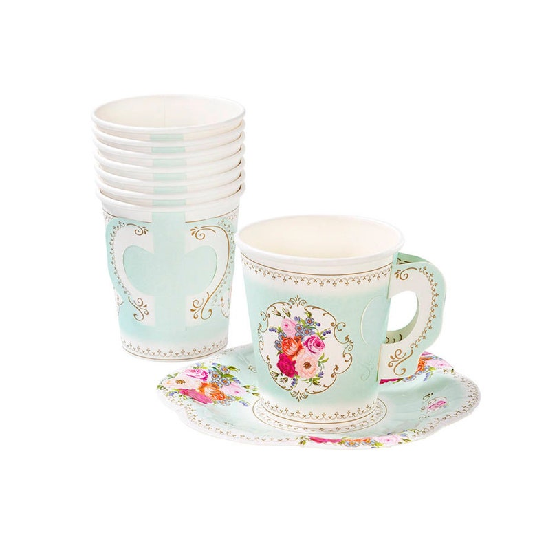 Tea Party Bridal Shower Tea Party Paper Plates 7 Tea for Two Birthday Assorted 12 Floral Paper Plates Tea Party Baby Shower