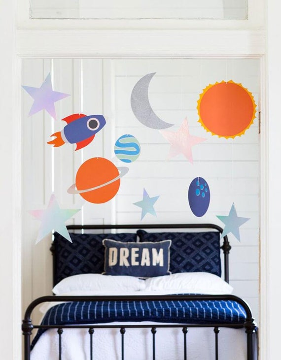 Space Rocket Hanging Decor | Space Room Decorations | Outer Space Birthday Party | Out of This World Decor | Boys Birthday | 12 Cutouts Il_570xn