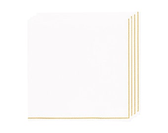 White with Gold Stripe Lunch Napkins 20ct | Baby Shower | Bridal Shower | White Wedding Napkins | First Birthday Party | Anniversary