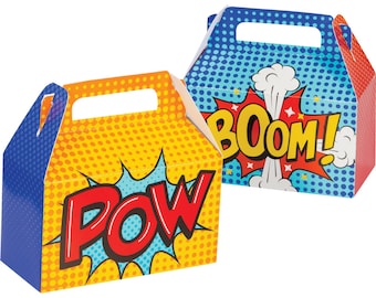 Superhero Comic Favor Boxes 4ct | Superhero Birthday Party | Superhero Decorations | Boys Birthday | Comic Book Party | Favor Boxes