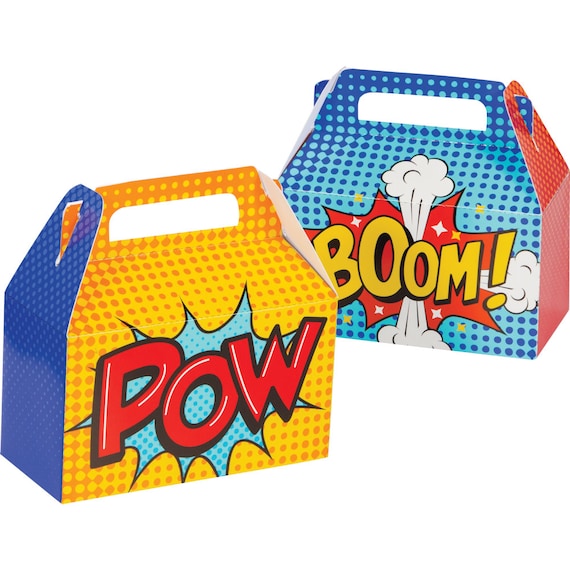 Superhero Comic Favor Boxes 4ct | Superhero Birthday Party | Superhero Decorations | Boys Birthday | Comic Book Party | Favor Boxes Il_570xn