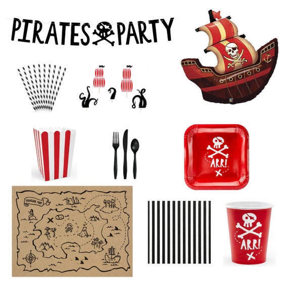 Pirate Birthday Party Kit for 6 Guests | Pirate Birthday Party | Treasure Map Party Decorations | Pirate Ship Decor | Pirate Party In A Box Il_570xn