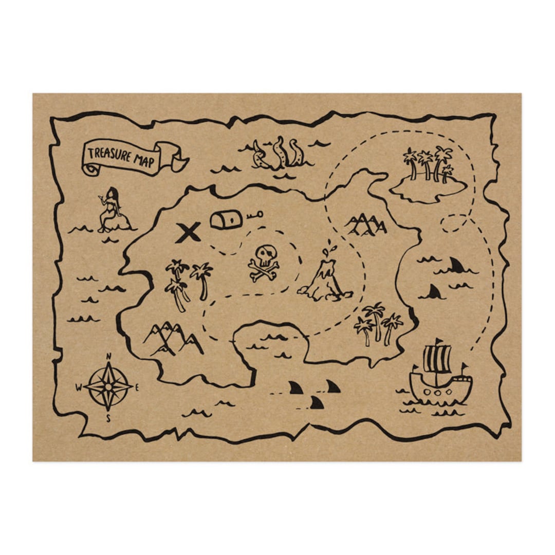 Pirate Treasure Map Paper Placemats 6ct Pirate Birthday Party Treasure