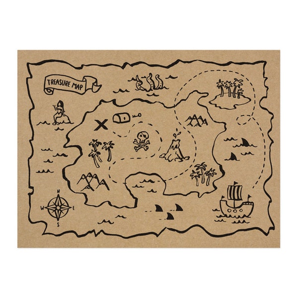 Pirate Treasure Map Paper Placemats 6ct | Pirate Birthday Party | Treasure Island Decor | Treasure Map Decorations | Disposable Placemats