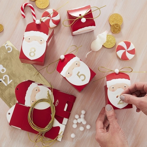 Red Santa Countdown Christmas Advent Boxes | Kids Christmas Boxes | Christmas Party Supplies | Santa Claus | Pack of 24 Ginger Ray Boxes Il_570xn