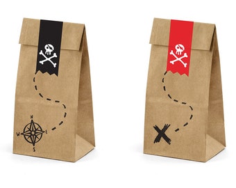 Pirate Treat Bags 6ct | Pirate Birthday Party | Pirate Party Decorations | Treasure Island | Ahoy It's a Boy Baby Shower | Favor Bags