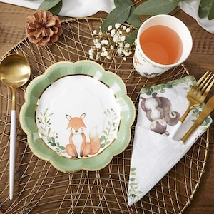 Woodland Baby Shower Lunch Plates 16ct Forest Animals Baby Shower Decor ...