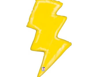 Lightning Bolt Foil Balloon 36" | Superhero Party Decor | Superhero Decorations | Superhero Boy's Birthday Party | Superhero Balloon