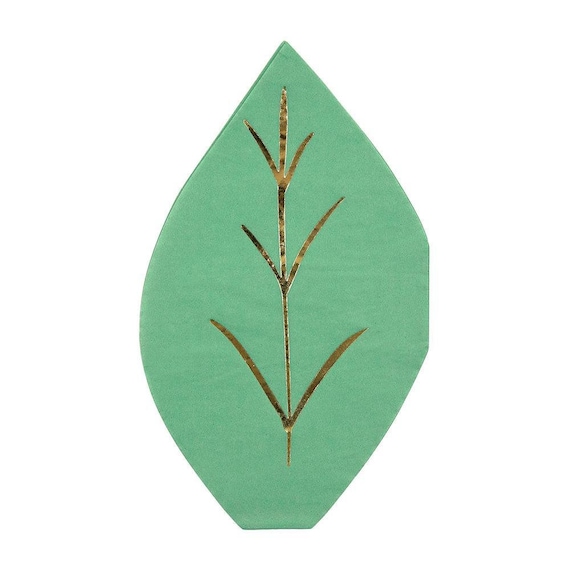 Green Leaf Dessert Napkins 16ct | Woodland Fairy Party | Fairy Garden Party Napkins | Enchanted Forest Party | Meri Meri Napkins Il_570xn