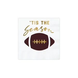 Tis the Season Football Dessert Napkins 20ct | Super Bowl Party | College Game Day | Football Birthday Party Napkins | Tailgate Party Decor