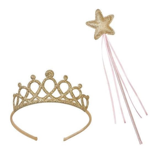 Pink & Gold Princess Wand and Tiara Set | Princess Party Favors | Woodland Fairy Party | Fairy Garden Birthday Party | Fairy Princess Party Il_570xn