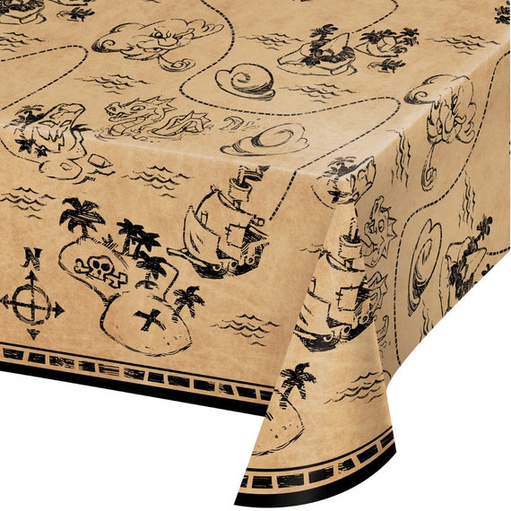 Treasure Island Pirate Plastic Table Cover | Pirate Boys Birthday Party | Buried Treasure | Treasure Map | Pirate Decor | Plastic Tablecloth Il_570xn