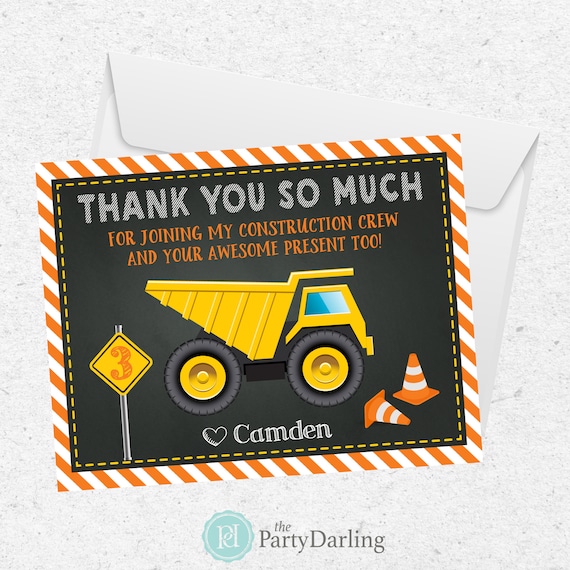 Construction Party Thank You Cards | Construction Birthday Party | Construction Party | Personalized | Printable | The Party Darling Il_570xn