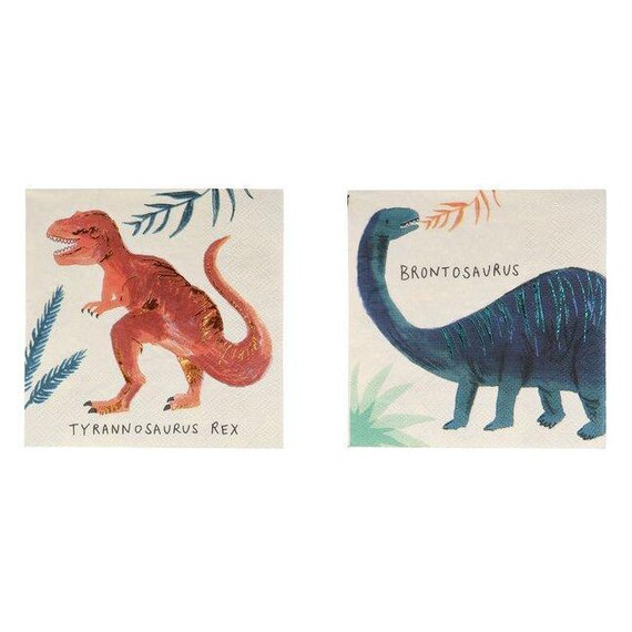 Dinosaur Kingdom Dessert Napkins | Jurassic World | Dinosaur Decor | Dino Baby Shower | Three Rex Birthday | 16 Meri Meri Small Napkins Il_570xn