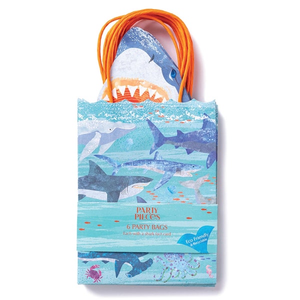 Jawsome Shark Gunst Taschen 6ct | Kiefer Party Dekor | Unter dem Meer-Geburtstag | Hai-Babyparty | Hai-Wochenparty | Jawsome Geburtstag Leckerli Tasche