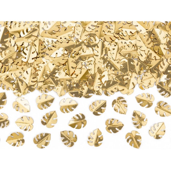 Metallic Gold Tropical Leaf Confetti .5oz | Tutti Frutti Birthday Party | Tropical Bridal Shower | Summer Luau Decor | Jungle Table Scatter Il_570xn