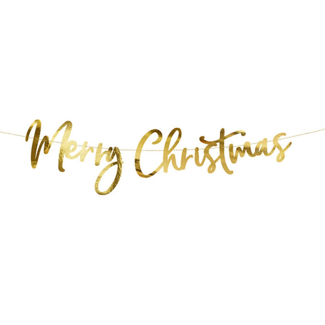 Gold Merry Christmas Cursive Letter Banner Christmas Dinner - Etsy