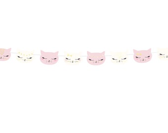 Kitty Cat Party Banner | Pink & White Cat Banner | Cat Birthday Party | Cat Party Decor | Kitten Theme Party | Kitty Cat Baby Shower