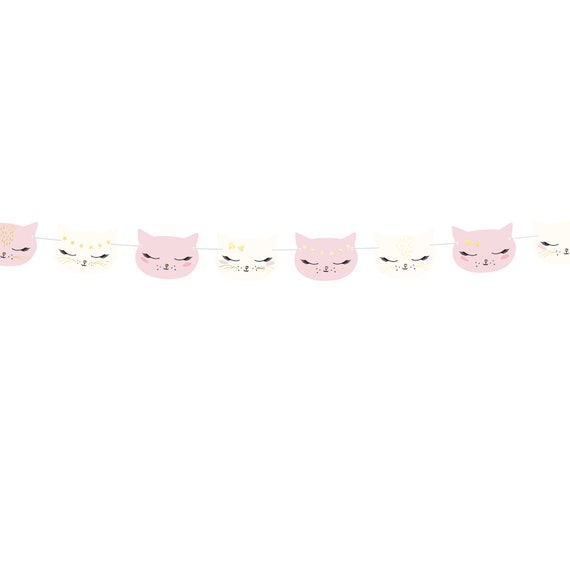Kitty Cat Party Banner | Pink & White Cat Banner | Cat Birthday Party | Cat Party Decor | Kitten Theme Party | Kitty Cat Baby Shower Il_570xn