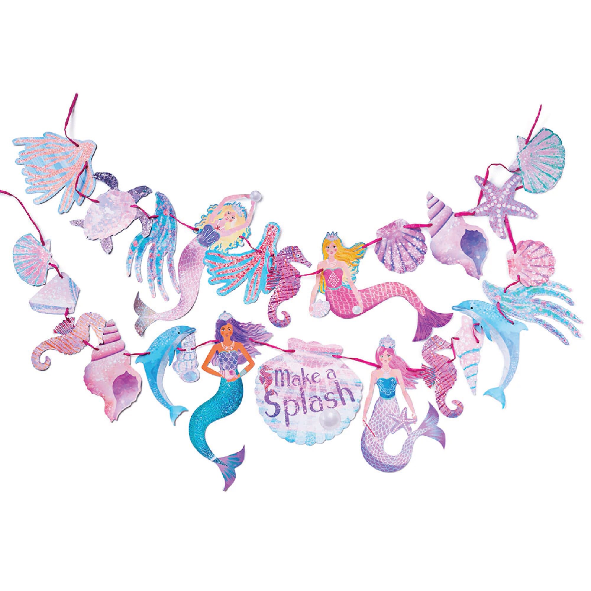 Make a Splash Mermaid Garlands 5ft Little Mermaid Birthday Banner Mermaid Party Decor Under the Sea Birthday Mermaid Baby