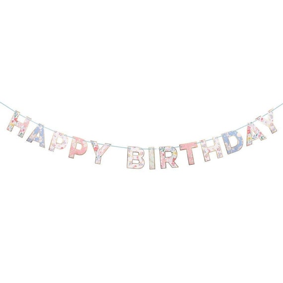 English Floral Garden Birthday Letter Banner | Girls First Birthday | Floral Tea Party | Happy Birthday Decorations | Meri Meri Garland Il_570xn