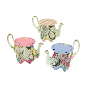 Alice in Wonderland Teapot Cupcake Stands 6ct | Mad Hatter Tea Party Bridal Shower | Alice in Onederland | Wonderland Birthday Treat Stands